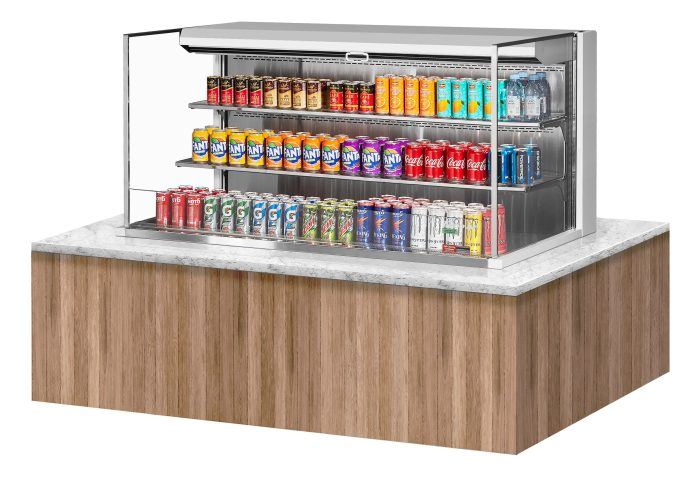 Turbo Air TOM-60L-UF-W-3SI-N 59 7/8" Drop-In Horizontal Open Air Cooler w/ (3) Levels – White Exterior, 115v - Donut-Equipment.com