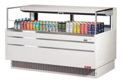 Turbo Air TOM-60L-UFD-W-1S-N 58 3/4" White Low Profile Horizontal Open Air Cooler w/ (1) Level – Ultra Front Deluxe Merchandiser, 115v - Donut-Equipment.com