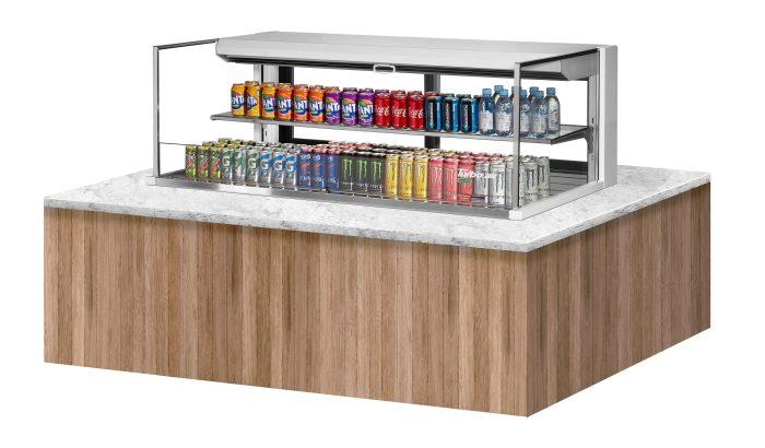 Turbo Air TOM-60L-UFD-W-2SI-N 60" Drop-In Horizontal Open Air Cooler w/ (2) Levels – White Exterior, 115v - Donut-Equipment.com