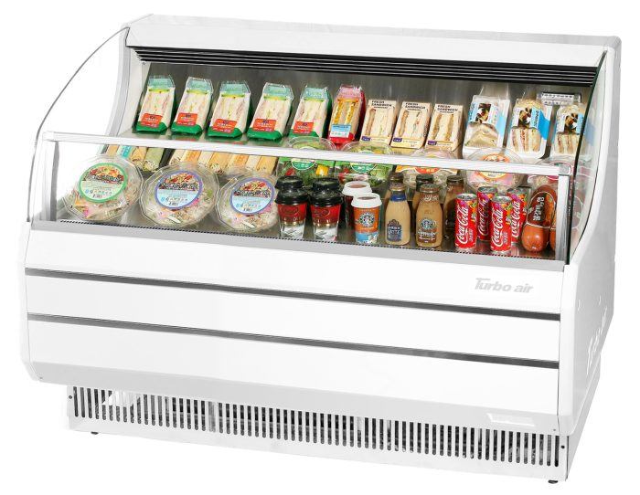 Turbo Air TOM-60SW-N 63" Slim Line Horizontal Open Air Cooler w/ (3) Levels – White Exterior, 115v - Donut-Equipment.com