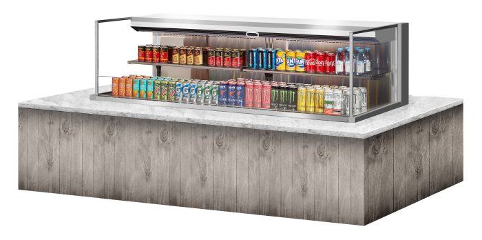 Turbo Air TOM-72L-UF-S-2SI-N 72" Stainless Steel Drop-In Refrigerated Open Display Case Merchandiser w/ (2) Levels, 220v/1ph - Donut-Equipment.com