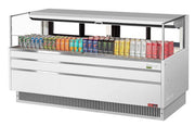 Turbo Air TOM-72L-UFD-W-1S-N 70 3/4" White Low Profile Horizontal Open Air Cooler w/ (1) Level – Ultra Front Deluxe Merchandiser, 220v/1ph - Donut-Equipment.com