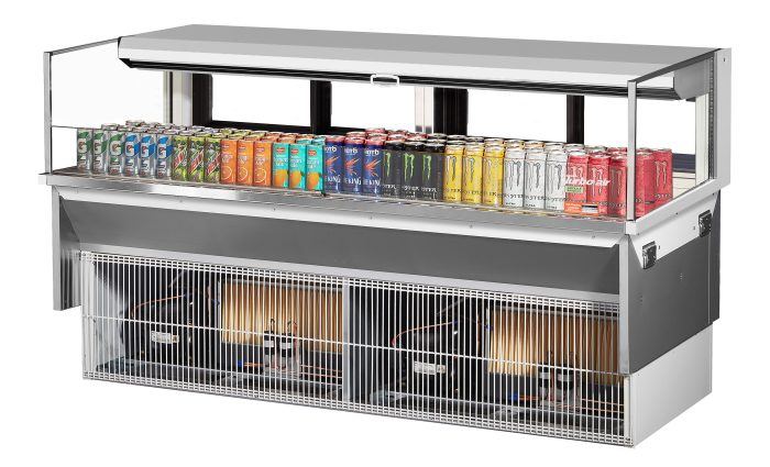 Turbo Air TOM-72L-UFD-W-1SI-N 72" Drop-In Horizontal Open Air Cooler w/ (1) Level – White Exterior, 220v/1ph - Donut-Equipment.com