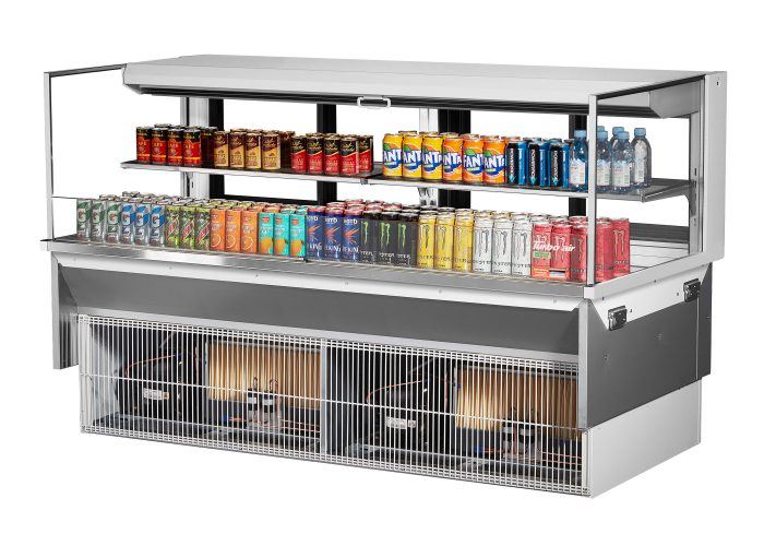 Turbo Air TOM-72L-UFD-W-2SI-N 72" Drop-In Horizontal Open Air Cooler w/ (2) Levels – White Exterior, 220v/1ph - Donut-Equipment.com