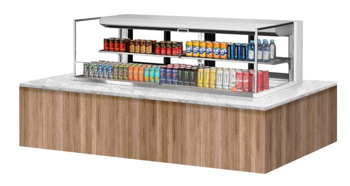Turbo Air TOM-72L-UFD-W-2SI-N 72" Drop-In Horizontal Open Air Cooler w/ (2) Levels – White Exterior, 220v/1ph - Donut-Equipment.com