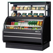 Turbo Air TOM-W-50SB-UF-N 50 7/8" Black Horizontal Open Air Cooler w/ (4) Levels – Ultra Front Display Merchandiser, 115v - Donut-Equipment.com