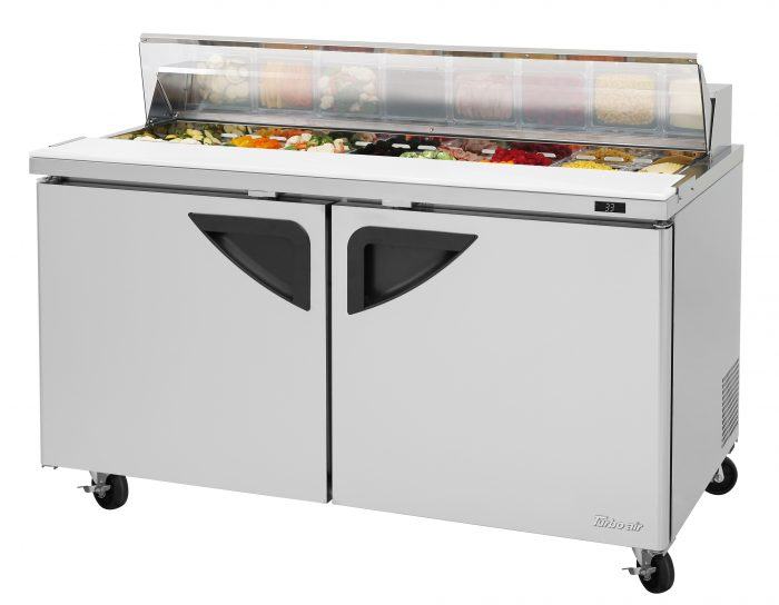 Turbo Air Super Deluxe TST-60SD-N-CL 60" 2 Door Refrigerated Sandwich Prep Table with Clear Lid - Donut-Equipment.com