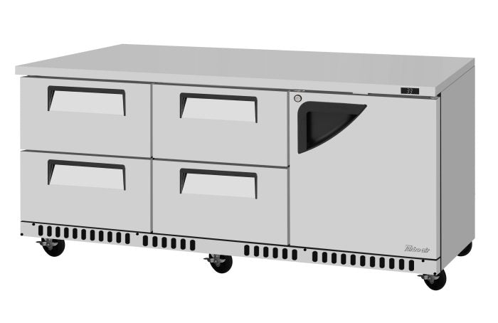 Turbo Air TUR-72SD-D4R(L)-FB-N 72 1/4" W Undercounter Refrigerator w/ 4 Drawers, 1 Door & Front Breathing - Donut-Equipment.com