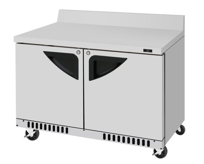 Turbo Air TWR-48SD-FB-N 48 1/4" Super Deluxe Worktop Refrigerator w/ (2) Sections, 2 Solid Doors, Front Breathing - Donut-Equipment.com