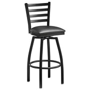 Omcan Bar Height Metal Ladder Swivel Chair with Black Vinyl Seat – Commercial Restaurant Bar Stool with Steel Frame, Swivel Function, and Upholstered Vinyl Seat Design - Donut-Equipment.com