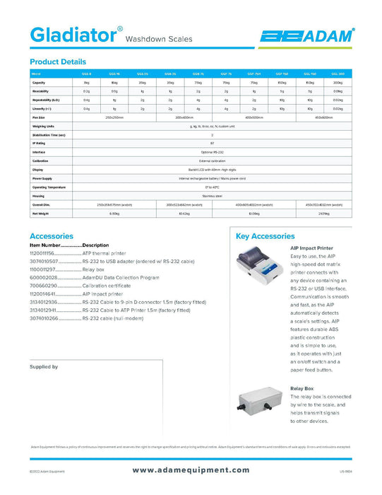 Gladiator Washdown Scales GGB 65A