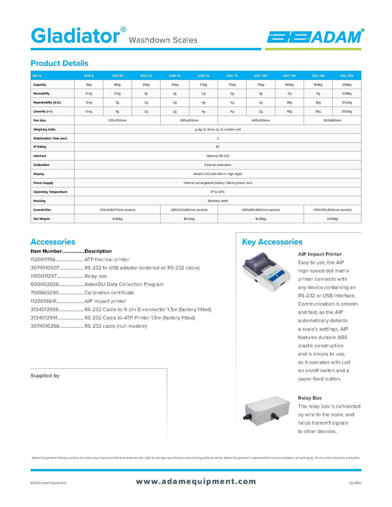 Gladiator Washdown Scales GGF 330A - Donut-Equipment.com