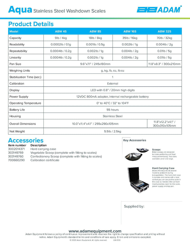 Aqua Washdown Scales ABW-4S - Donut-Equipment.com