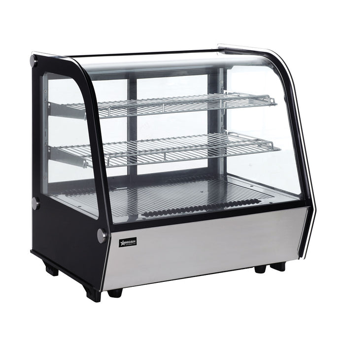 Omcan 27″ Countertop Refrigerated Display Case – 4.24 Cu. Ft. (120L), Two-Shelf Stainless Steel Bakery & Merchandising Display Cooler