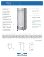 Arctic Air AF23 1 Door Reach-In Freezer - Donut-Equipment.com