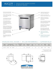 Arctic Air AUC27F 27" Single Door Undercounter Freezer - Donut-Equipment.com
