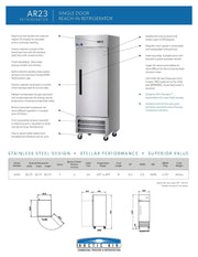 Arctic Air AR23 1 Door Reach-In Refrigerator - Donut-Equipment.com