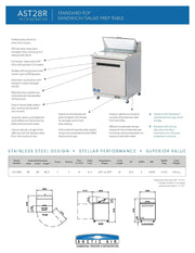 Arctic Air AST28R One Door Sandwich / Salad Prep Refrigerator - Donut-Equipment.com