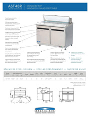 Arctic Air AST48R 48" Two Door Sandwich / Salad Prep Refrigerator - Donut-Equipment.com