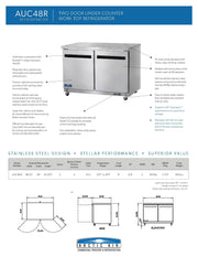 Arctic Air AUC48R 48" Undercounter Refrigerator - Donut-Equipment.com