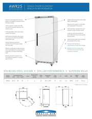 Arctic Air AWR25 White Single Door Reach In Refrigerator - Donut-Equipment.com