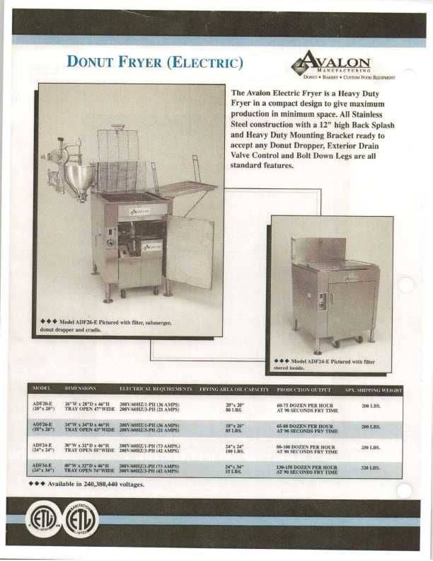 Avalon (ADF24-E-3) 24" X 24" Donut Fryer, Electric (3 phase), Left Side Drain Board - Donut-Equipment.com