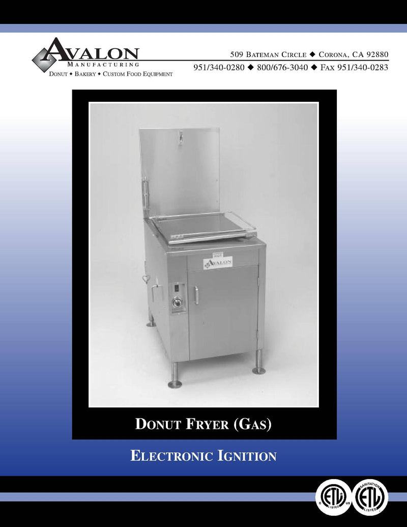 Avalon (ADF26G-BA) 18" x 26" Donut Fryer, Natural Gas, Electronic Ignition, Left Side Drain Board - Donut-Equipment.com