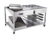 Avalon (HI24G24) "24 x24" Heated Icing with a 24" x 24" Glazer (Not Heated), built into a Stainless Prep Table with Pan slides and Screen Drain - Donut-Equipment.com