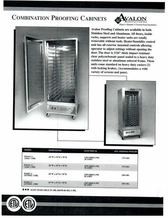 Avalon (P34SC-1) 208-240V / 1 phase) Stainless Steel 34" x 24" Proofing Cabinet Single Door Left Side Hinge - Donut-Equipment.com