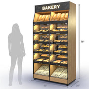 Palram Bakery Backwall Display Case with Upper & Lower Open Storage Compartments – 40"W x 78"H x 20"D - Donut-Equipment.com