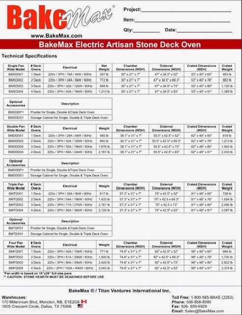 Bakemax Electric Artisan Stone Deck Ovens 1 Pan Wide, 1 to 4 decks