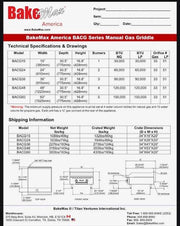 BakeMax America BACG Series Manual Gas Griddle (5 sizes) - Donut-Equipment.com