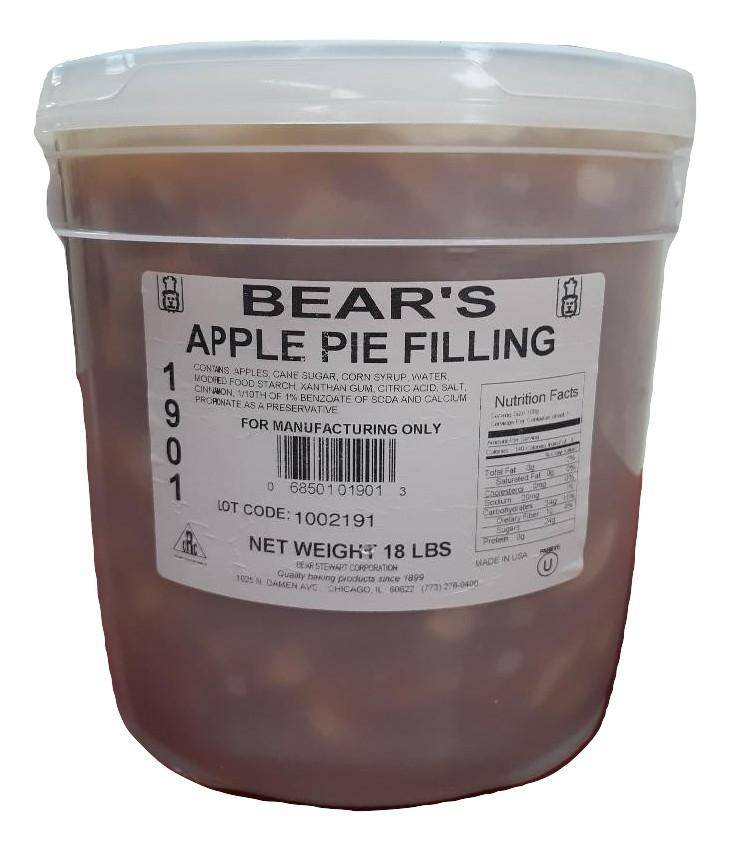 Bear Stewart Sliced Apple Pie Filling- 18 pound pail - Donut-Equipment.com