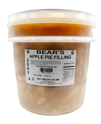 Bear Stewart Sliced Apple Pie Filling- 38 pound pail - Donut-Equipment.com