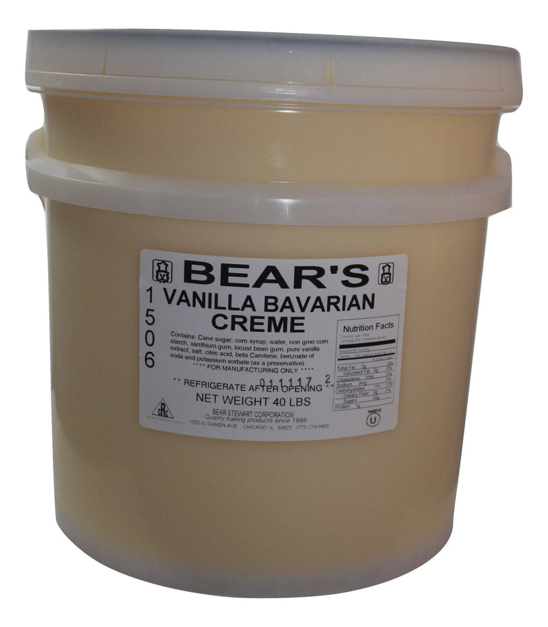 Bear Stewart Vanilla Bavarian Crème Pastry, Pie and Cake Filling- 40 Pound Pail - Donut-Equipment.com