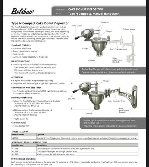 616B Cut-N-Fry for Loukoumades- Includes Depositor, Plunger, Cylinder, Mount, Submerger, 2 screens with handles and Fryer - Donut-Equipment.com