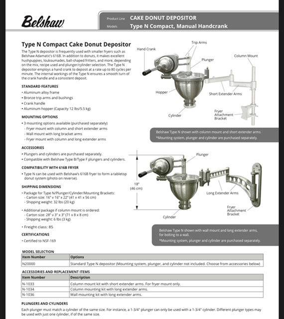 616B Cut-N-Fry for Loukoumades- Includes Depositor, Plunger, Cylinder, Mount, Submerger, 2 screens with handles and Fryer