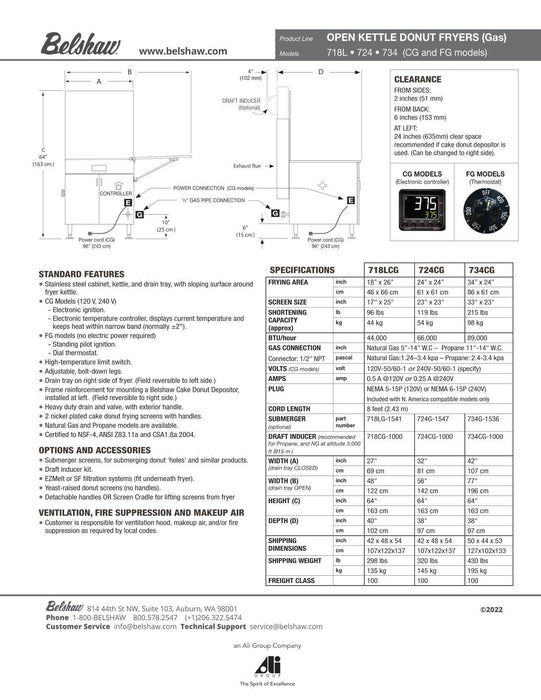 724CG Donut Fryer (Propane Gas, Electronic Controller 120V)