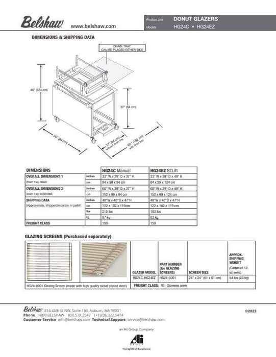 Belshaw HG24EZ Glazer with Drain Tray/and One Glazing Screen