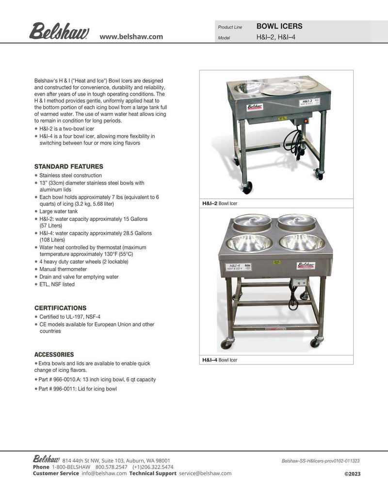 Belshaw H&I-4 Icer  (2 Options in Variants) - Donut-Equipment.com