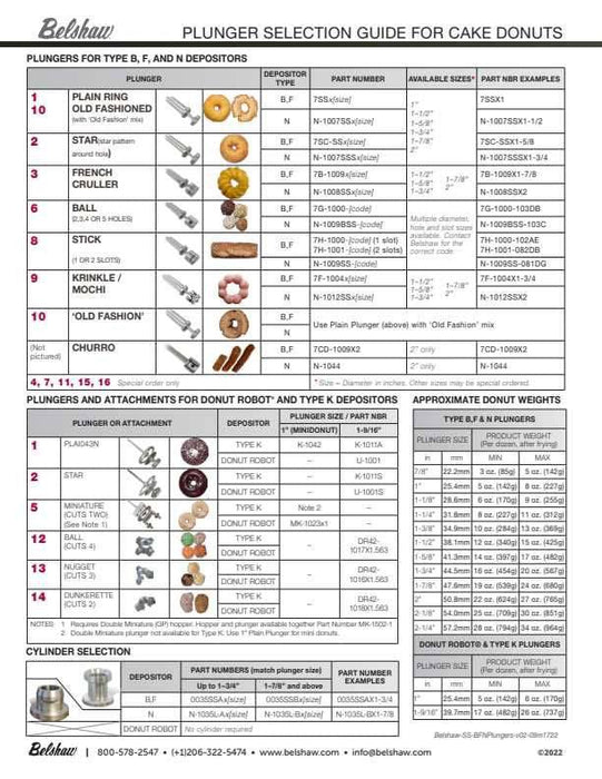 Belshaw Type N Plain Plunger (3 size Variables) - Donut-Equipment.com