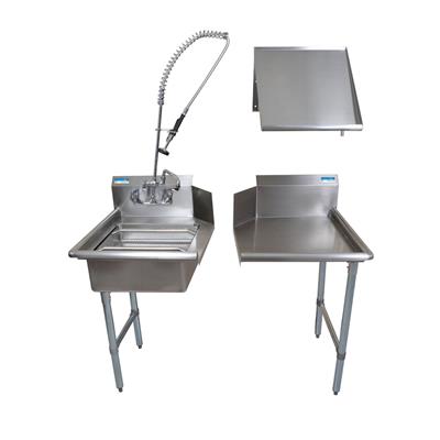 BK Resources 26" Left-Side Rinse Table Kit, 16-Gauge Stainless Steel - Donut-Equipment.com