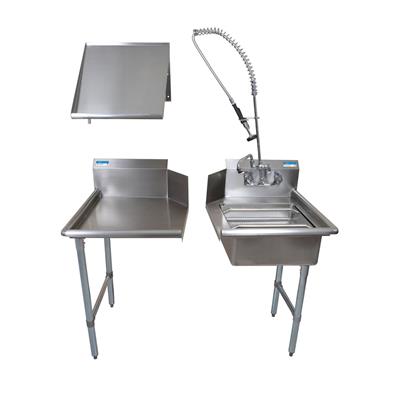 BK Resources 26" Right-Side Rinse Table Kit, 16-Gauge Stainless Steel - Donut-Equipment.com
