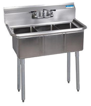BK Resources Stainless Steel 3 Compartment Convenience Store Sink – 14"L x 10"W x 10"D Bowls - Donut-Equipment.com