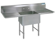 BK Resources Stainless Steel 1 Compartment Sink w/ 10" Riser & Dual Drainboards – 20"L x 16"W x 14"D Bowl - Donut-Equipment.com