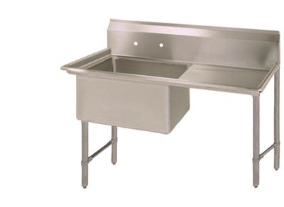 BK Resources Stainless Steel 1 Compartment Sink w/ 10" Riser & Right Drainboard – 18"L x 18"W x 14"D Bowl - Donut-Equipment.com