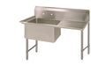 BK Resources Stainless Steel 1 Compartment Sink w/ 10" Riser & Right Drainboard – 18"L x 18"W x 14"D Bowl - Donut-Equipment.com