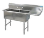 BK Resources Stainless Steel 2 Compartment Sink w/ 10" Riser & Right Drainboard – 20"L x 16"W x 14"D Bowls - Donut-Equipment.com