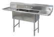 BK Resources Stainless Steel 2 Compartment Sink w/ 10" Riser & Dual Drainboards – 20"L x 16"W x 14"D Bowls - Donut-Equipment.com