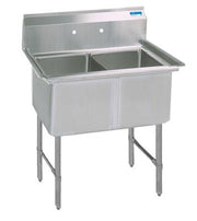 BK Resources Stainless Steel 2 Compartment Sink w/ 10" Riser – 18"L x 18"W x 14"D Bowls - Donut-Equipment.com